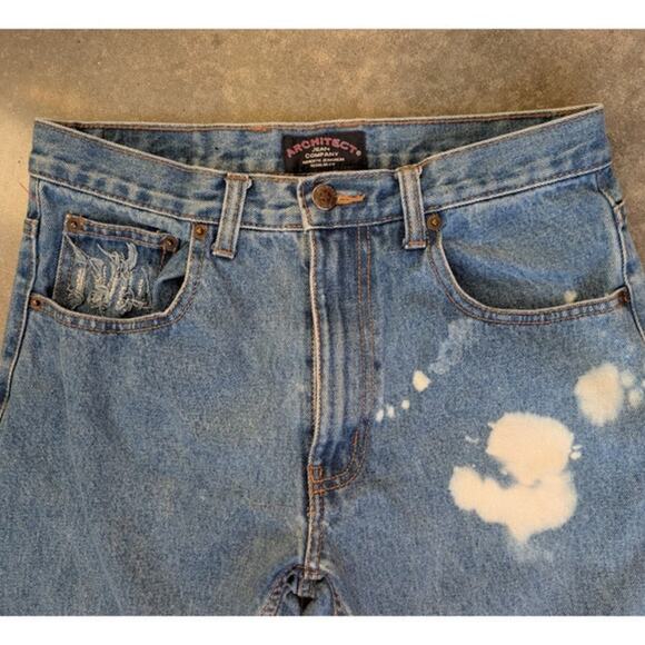 Architect Jean Co High-Rise Distressed Frayed Denim Bleached Women's Size 30 90s - Picture 9 of 15